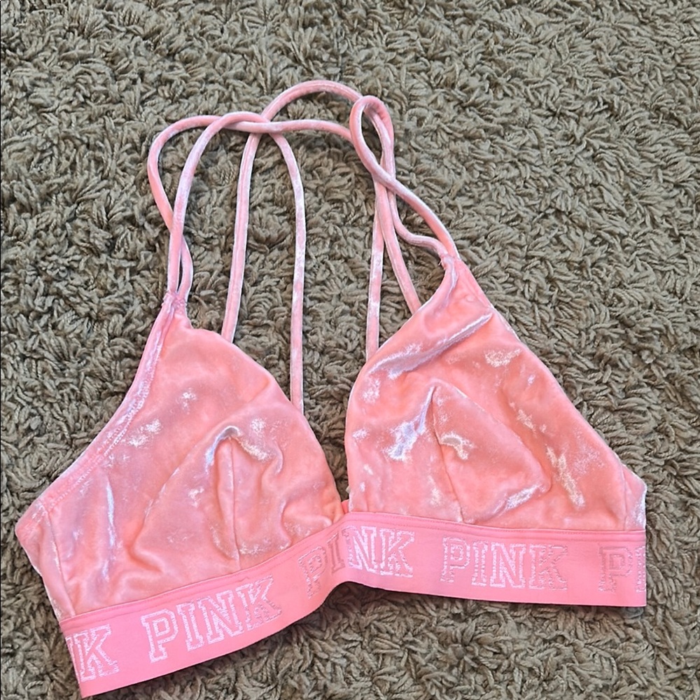 Victoria secret PINK velvet strappy back bralette size medium